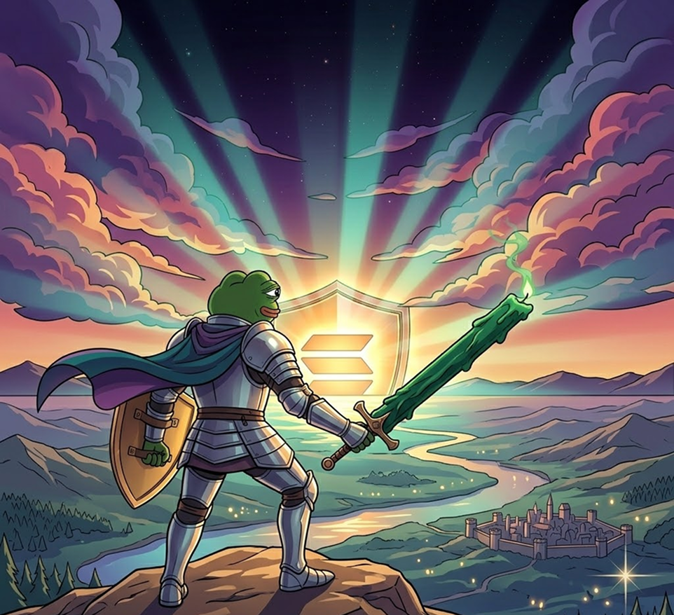 A shield knight looking toward the Solana sunrise